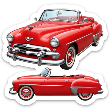 classic red converible 1950s sticker