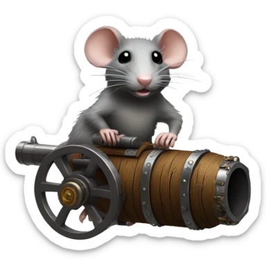 Rat with a steam punk M134 minigun made of wood and metal  sticker