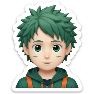 deku from my hero academia with a cute expression sticker