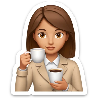 generate realistic detailed girl with cup of coffee in hand in 3d style sticker