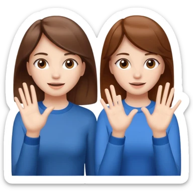 Two girls saying six seven one with brown hair. And doing hand movements  white skin six seven  sticker