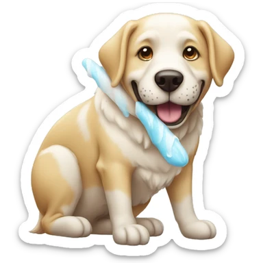 Un perro comiendo helado  sticker