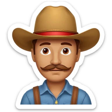 red mustache man with a cowboy hat sticker