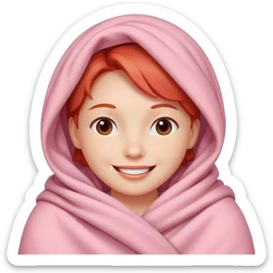 happy smile red cheeks in pink blanket sticker