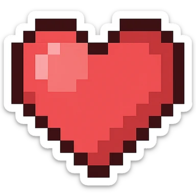 Create a pixel art heart slightly smaller than the largest size, representing the fourth frame of a beating animation, with no background. The style should clearly reflect pixel art characteristics. sticker