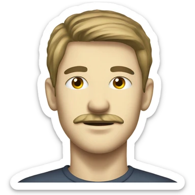 white young guy face with woodcut and slightly moustache sticker