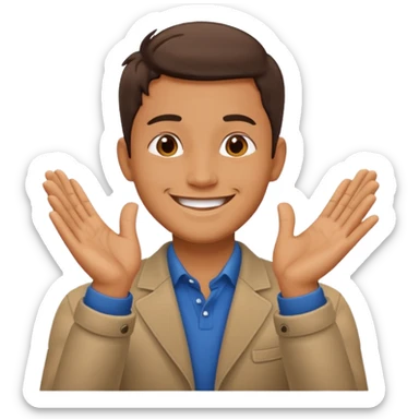 clap hand with men head in between sticker