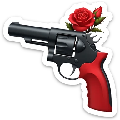 A minimalist side-profile pistol silhouette wrapped in elegant thorned roses. The roses should weave naturally around the frame and grip, with subtle thorns curling along the barrel. The roses are the focal point, symbolizing beauty and control over power. sticker