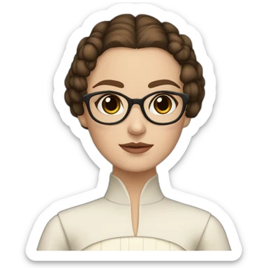 White skin Pretty woman with straigh brown hair, brown big eyes wit glasses dressed like padme amidala sticker