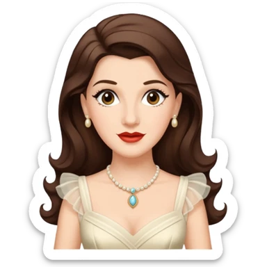 Maxene Andrews from the Andrews Sisters with long dark brown hair, ivory outfit sticker