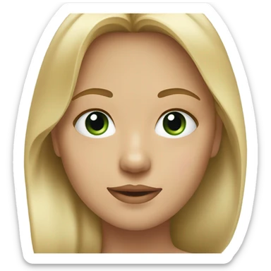 the face of a girl, her hair is half beige and half blonde. One eye is blue, the other is green sticker