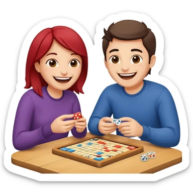 two friends playing a boardgame sticker