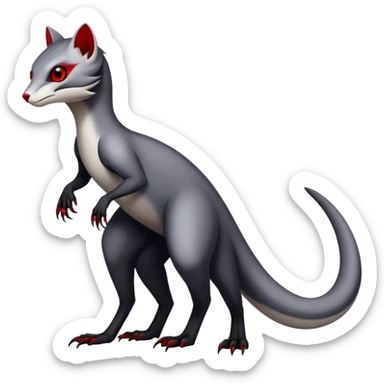 a white with black belly and red eyes exotic edgy vernid-fionbri-creature full body sticker