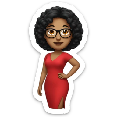 Big woman in a red dress and Black hair and glasses sticker