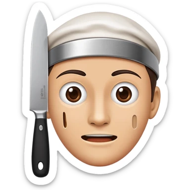 speaking face merged with kitchen knife, split down the middle sticker