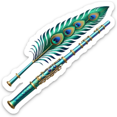Peacock feather flute sticker