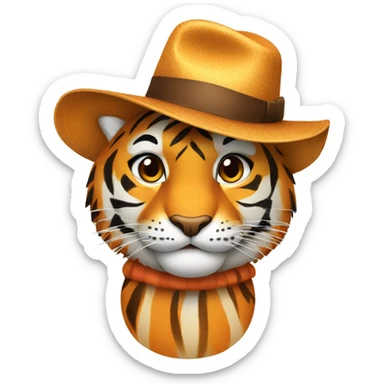 Tiger with a hat and welcome letter  sticker
