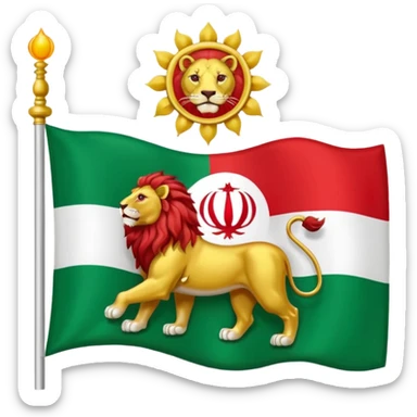 Sun and lion on iranian flag sticker