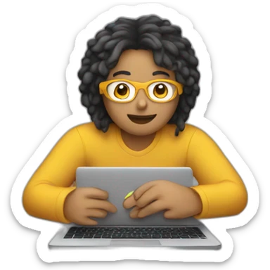 A person editing on laptop sticker