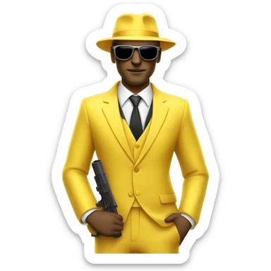 yellow suit, white man mafia with bazooka and sunglasses sticker