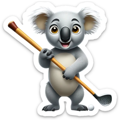 Koala with golf club sticker