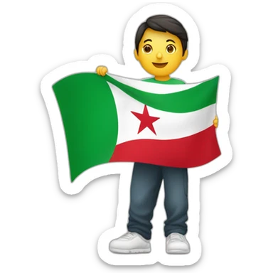 Personne retourné avec un drapeau de l’Algérie sur le dos sticker