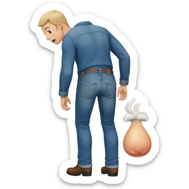 a man farting by his butt  sticker
