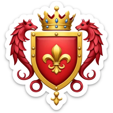 Royal crest (mainly red) sticker