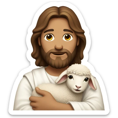 Jesus Christ holding a little lamb sticker
