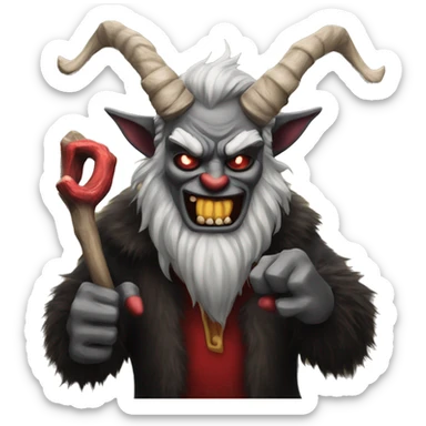 Krampus doing finger guns sticker