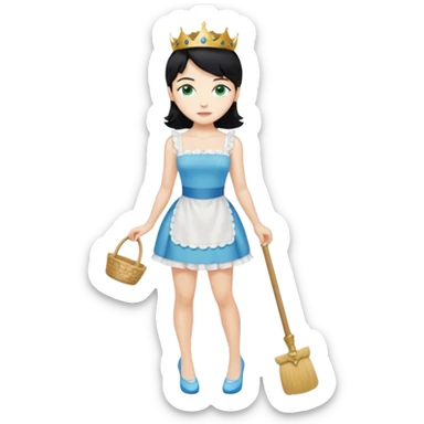 King, black hair, body, legst, blue eyes, shoes, maid blonde hair, green eyes, sexy short sleveless White dress, shoes sticker