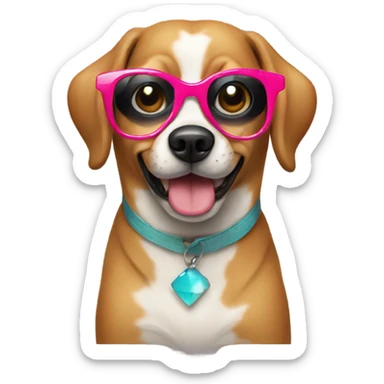 Dog wearing party glasses  sticker