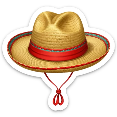 Sombrero de paja con una tira roja  sticker