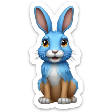 A hare with blue hair sticker