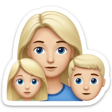 Eigene Familienbild mit 3 Personen; Frau mit dunklen Augen und dunkle lange Haare; Mann mit Vollglatze und Blaue Auge;  kleinkind mit blonden Haaren und dunklen Augen sticker