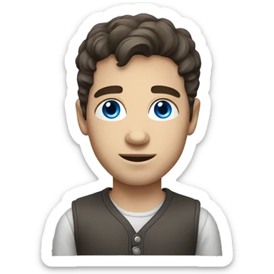 3d emoji artist style of a young frenchman with dark brown hair and blue/grey eyes sticker