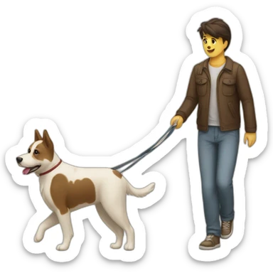 Perro paseando otro perro sticker
