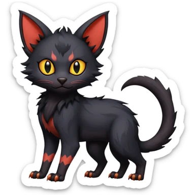 Dark Black Lykoi-Bat-Litten-Torracat-Noibat-Hybrid (Full body) sticker