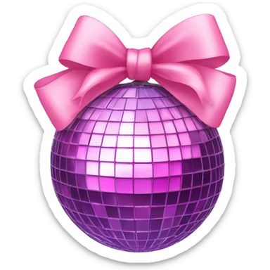Disco ball with a pink bow  sticker