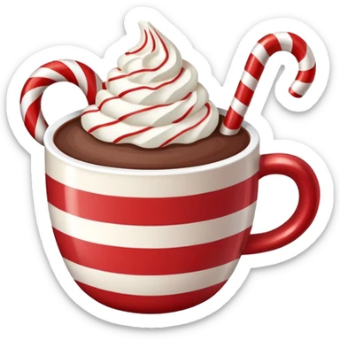 Peppermint hot cocoa with candy cane stirrer sticker