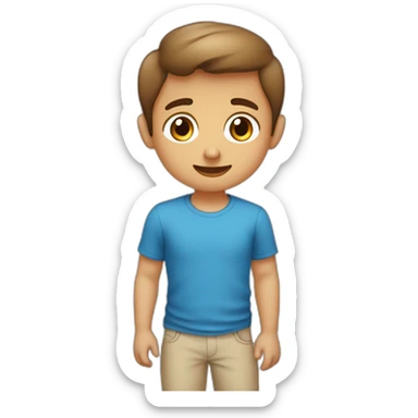 un niño con pelo liso y cafe castaño claro con ojos azul sticker
