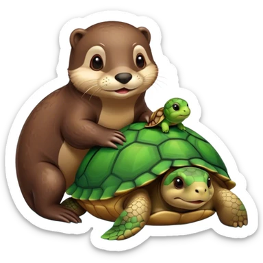 Otter in love with a turtle sticker
