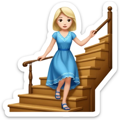 woman going upstair sticker