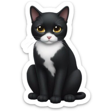 black cat with a small white cross furr in chest sticker