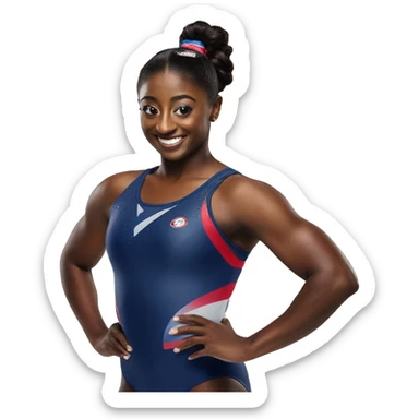Simone Biles in a Trojan commercial sticker