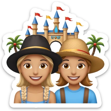 photo frame of 2 friends in a theme park sticker