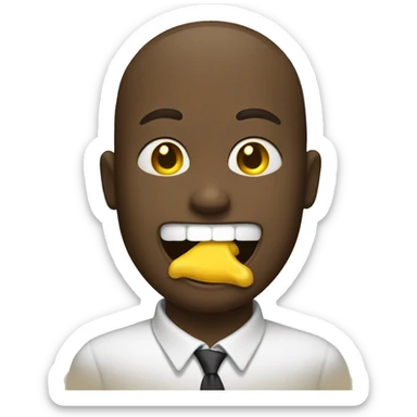 smiling emoji with a yellow bone in its mouth sticker