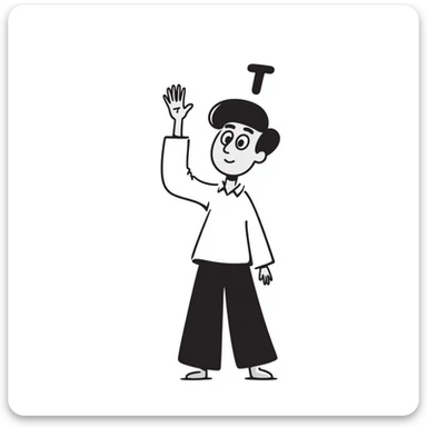 emoji of a man raising his hand with a small letter T above his head sticker