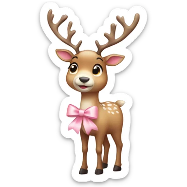 Pretty Reindeer with a light pink bow sticker
