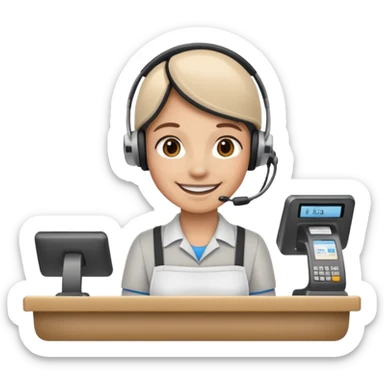 Cashier + headset + till sticker